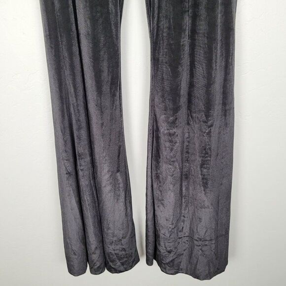 Three Bird Nest Flare Bell Bottom Velvet Pants Pull On Stretch Black Size XL NWT - Picture 7 of 11
